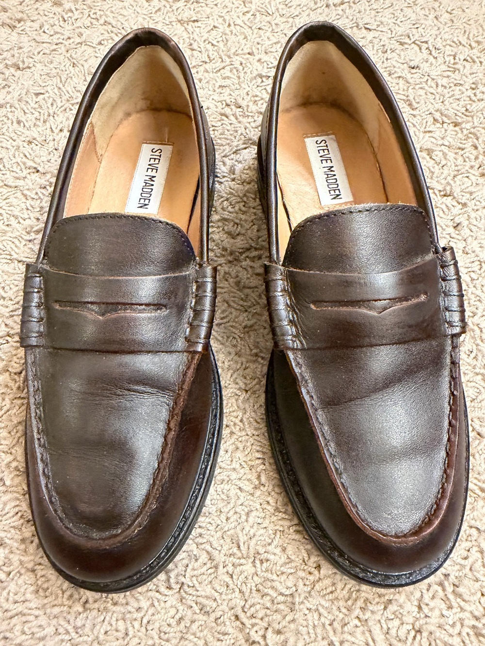 Steve Madden Madison Brown Box Leather Loafer  Size 6.5